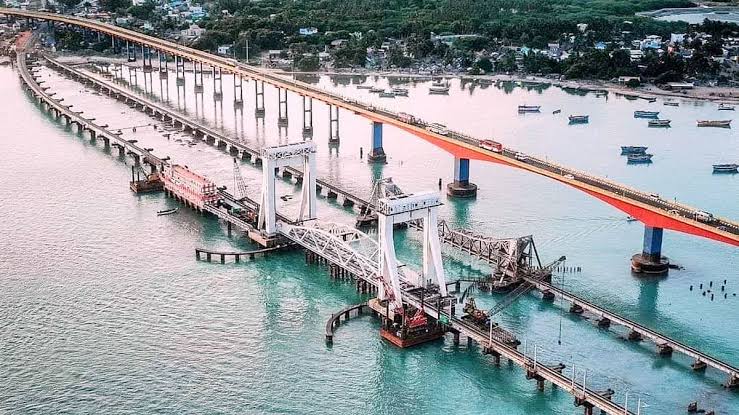 Pamban Sea Bridge Crossing