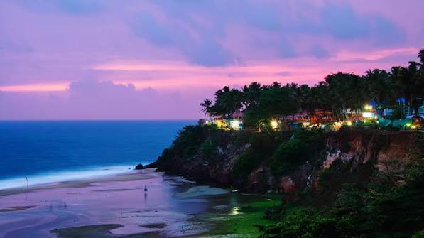 Varkala Cliff overlooking the Arabian Sea in Kerala